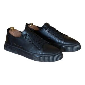 Ami Paris Low Top Sneakers Stylish Black Leather Sneakers for Men